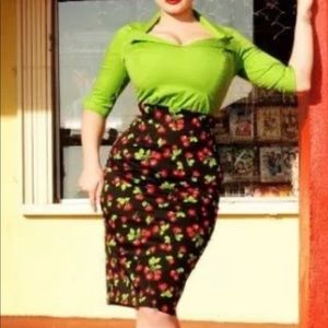Pin Up Girl XXL Laura Byrnes Cherry Pencil Skirt